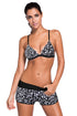 Sexy Black Trim Triangular Bikini and Boardshort Swimsuit